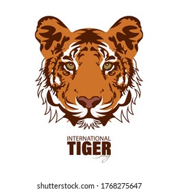 Vector Illustration of International Tiger Day 29th July, an annual celebration to raise awareness for tiger conservation. Lunar Chinese new year 2022