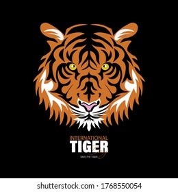 Vector Illustration of International Tiger Day 29th July, an annual celebration to raise awareness for tiger conservation. Lunar Chinese new year 2022