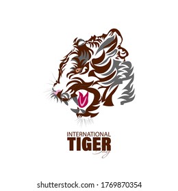 Vector Illustration of International Tiger Day 29th July, an annual celebration to raise awareness for tiger conservation. Lunar Chinese new year 2022