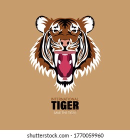 Vector Illustration of International Tiger Day 29th July, an annual celebration to raise awareness for tiger conservation. Lunar Chinese new year 2022