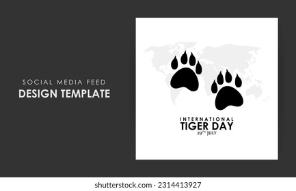 Vector illustration of International Tiger Day social media story feed mockup template
