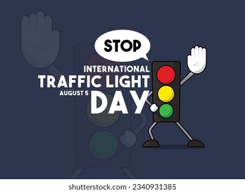 Vector Illustration of International Traffic Light Day. August 5. Flat design vector. Poster, banner, card, background. Eps 10.