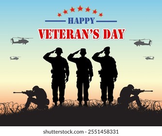 Vector illustration of International Veterans Day after World War II.