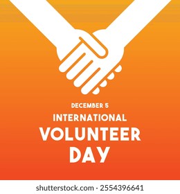 Vector Illustration of International Volunteer Day. December 5. Gradient background. Handshake icon. Eps 10.