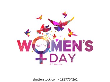 Vector illustration of International women's day concept with woman sign and typography