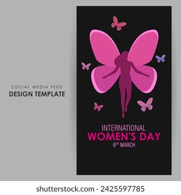 Vector illustration of International Womens Day social media feed template