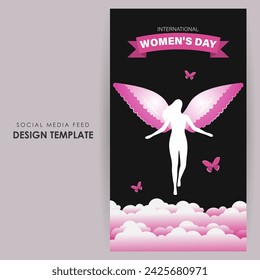Vector illustration of International Womens Day social media feed template