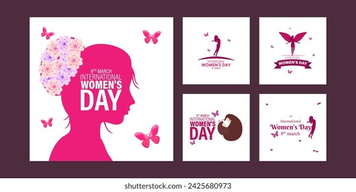 Vector illustration of International Womens Day social media feed template