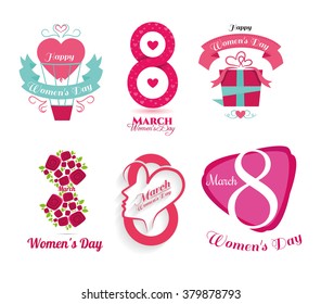 vector illustration of International Women's Day celebration March 8, the schedule for design, logo set of icons for the holiday