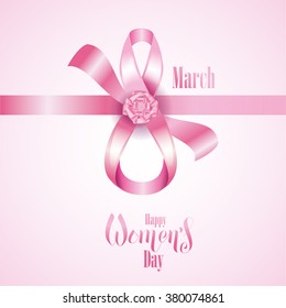 vector illustration of International Women's Day, March 8 th, stylish abstract figure 8 of pink ribbons isolated on white background