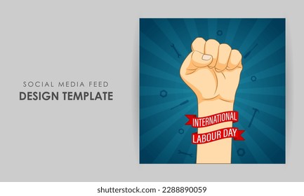Ilustración vectorial del Día Internacional del Trabajo en redes sociales plantilla de simulación