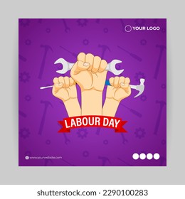 Vector illustration of International Workers' Day social media story feed mockup template