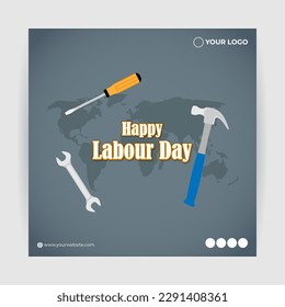 Vector illustration of International Workers' Day social media story feed mockup template
