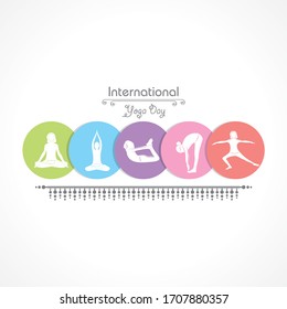 Vector Illustration of International Yoga Day - 21 June , different poses