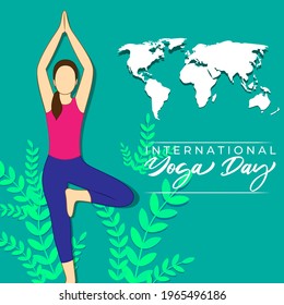 Vector illustration of International Yoga day concept banner, 21 June. 