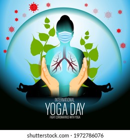 Vector illustration of International Yoga day concept banner, 21 June. 
