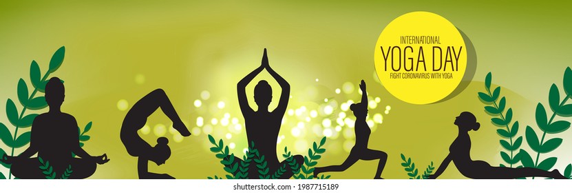 Vector illustration of International Yoga day concept banner, 21 June. 