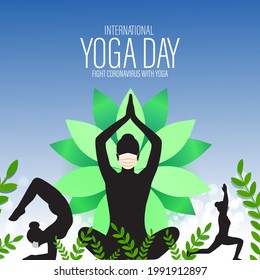 Vector illustration of International Yoga day concept banner, 21 June. 