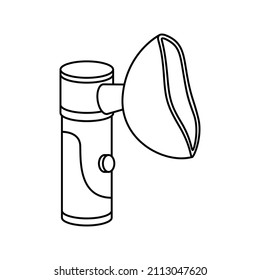 Vector illustration of an inter-nebulizer. A medical device for the treatment of lungs. Outline