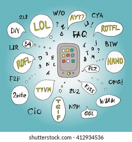 Vector illustration of internet acronym chat 