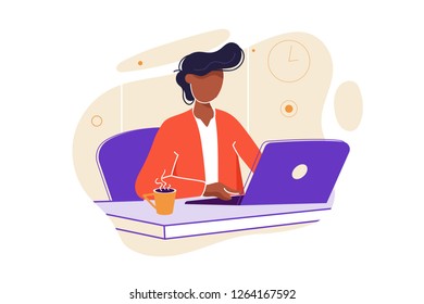 vector illustration Internet assistant at work. promotion in the network. manager for remote work, team work on the project, brainstorming. Chat, communication. Modern vector design image isolated 