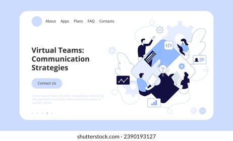 Vector illustration of internet communication Team metaphor People connecting puzzle elements social networks. Concept Landing Page Template, Website Banner, Advertisement and Marketing Material