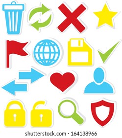Vector illustration of Internet icons stickers isolated on white 