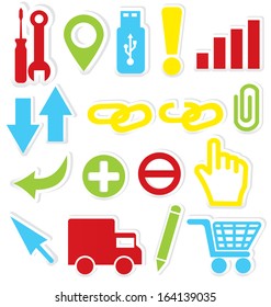 Vector illustration of Internet icons stickers isolated on white 