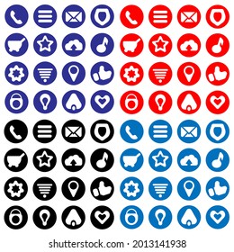 vector illustration of internet media and icons with black, blue and red background colors. Great for social media internet icons and tech company promotions.