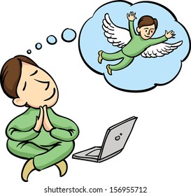 Vector illustration of internet meditation