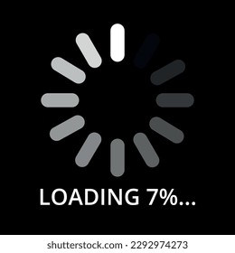 Vector illustration of internet page loading progress, 7% loading.