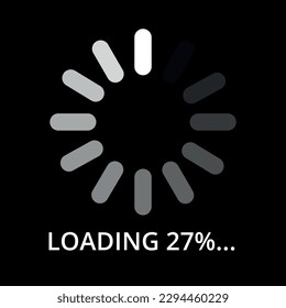 Vector illustration of internet page loading progress, 27% loading.