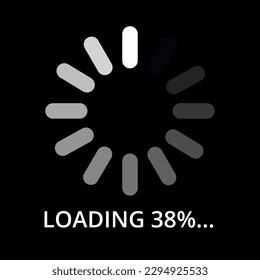 Vector illustration of internet page loading progress, 38% loading.