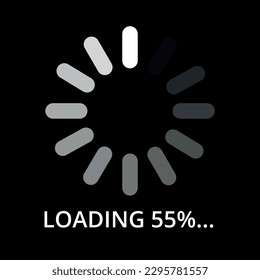 Ilustración vectorial del progreso de carga de páginas de Internet, 55% de carga.