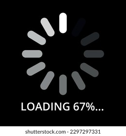 Vector illustration of internet page loading progress, 67% loading.