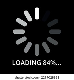 Vector illustration of internet page loading progress, 84% loading.