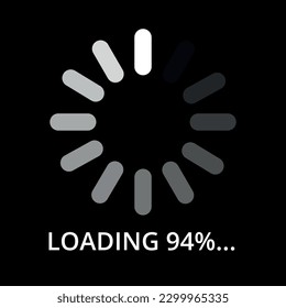 Vector illustration of internet page loading progress, 94% loading. svg