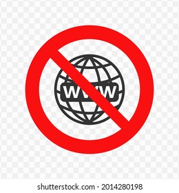 Vector illustration of internet prohibited icon in dark color and transparent background(png)