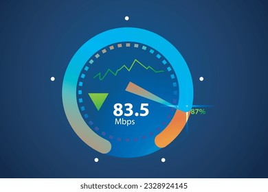 Vector illustration of internet speed test suitable for visualizing technology to test internet speed