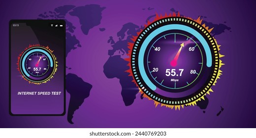 Vector illustration of internet speed test 5g suitable for visualizing technology to test internet speed background design
