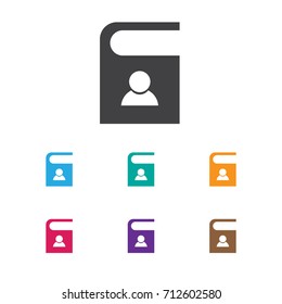 Vector Illustration Of Internet Symbol On Contact Book Icon. Premium Quality Isolated Telephone Directory Element In Trendy Flat Style.