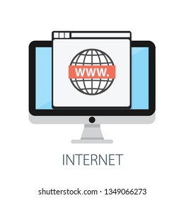 Vector illustration of internet technology and communication network with "internet" communication concept