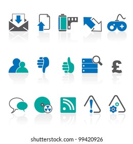 Vector illustration of internet, technology, entertainment icons.