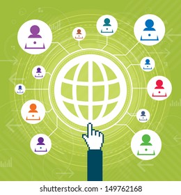 Vector illustration of internet web contact network technology concept.
