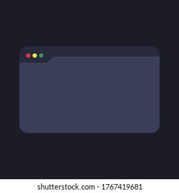 Vector illustration of internet window.   IT flat design. User interface vector illustration. Dark mode.