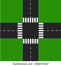 Ilustración vectorial de la intersección con la cruz de cebra.