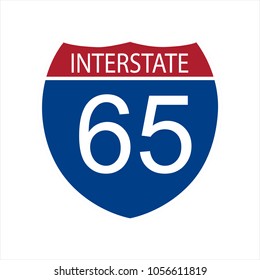 Vector illustration interstate highway 65 road sign icon isolated on white background