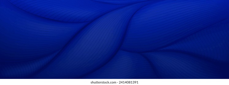 Ilustración vectorial de líneas onduladas entrelazadas creando un fondo abstracto en tonos azul oscuro con un sentido de fluidez y suave