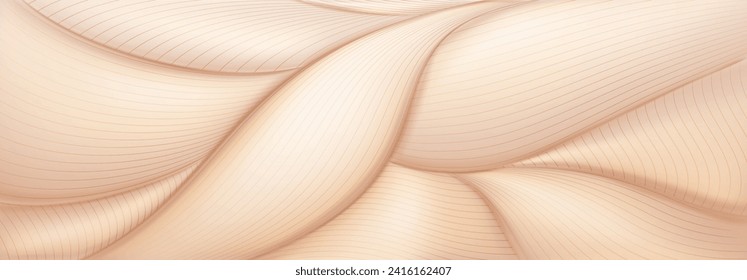 Ilustración vectorial de líneas onduladas entrelazadas creando un fondo abstracto en tonos beige con un sentido de fluidez y suave