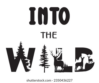 vector illustration of into the wild, wild animals, outdoors